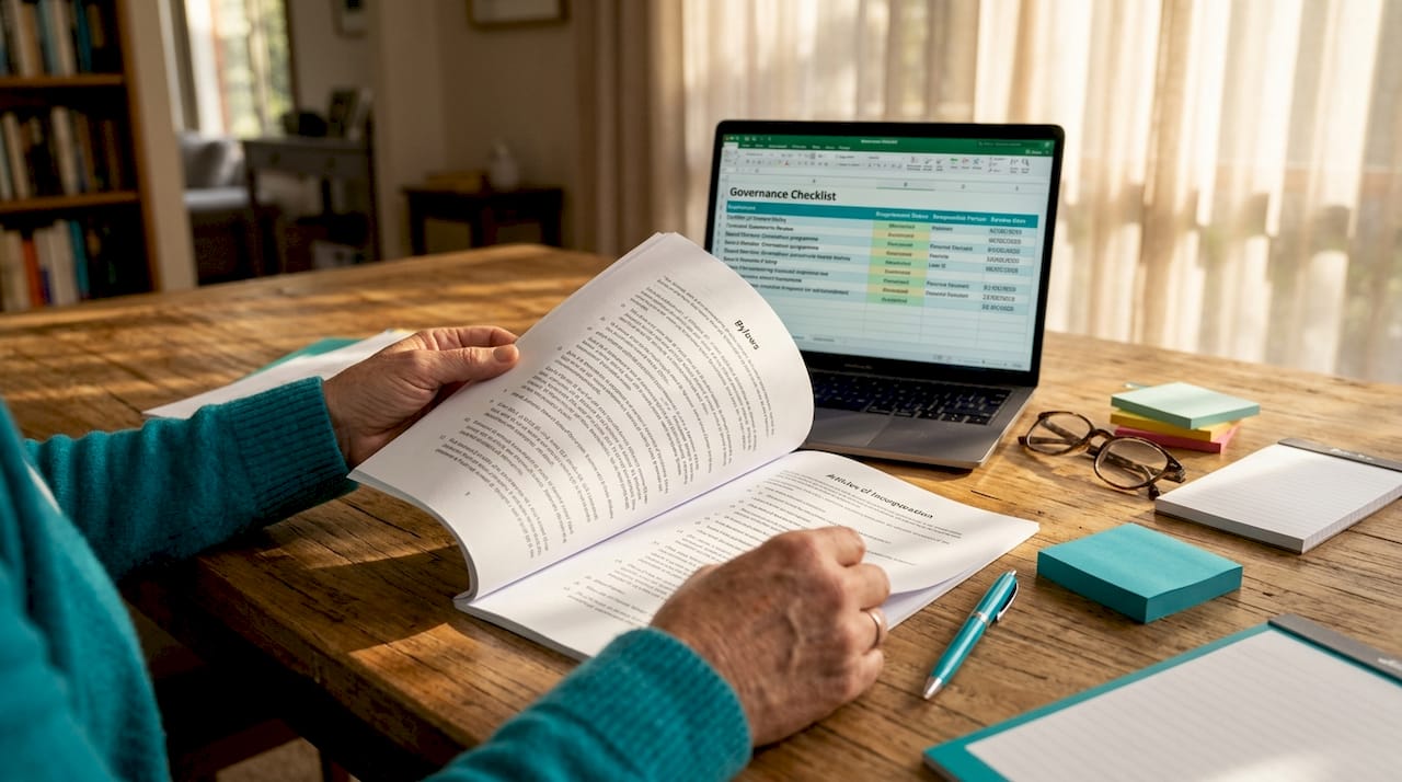 Board member reviewing nonprofit governing documents