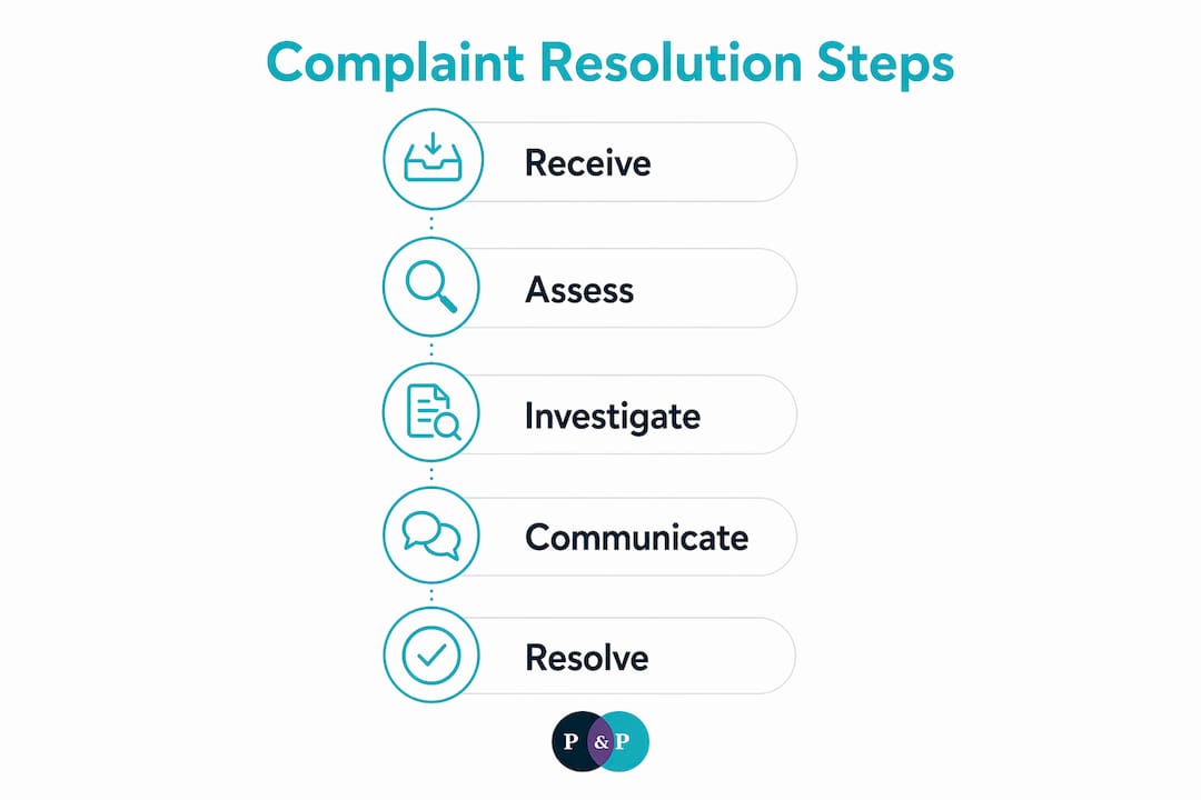 Infographic outlining complaint resolution steps