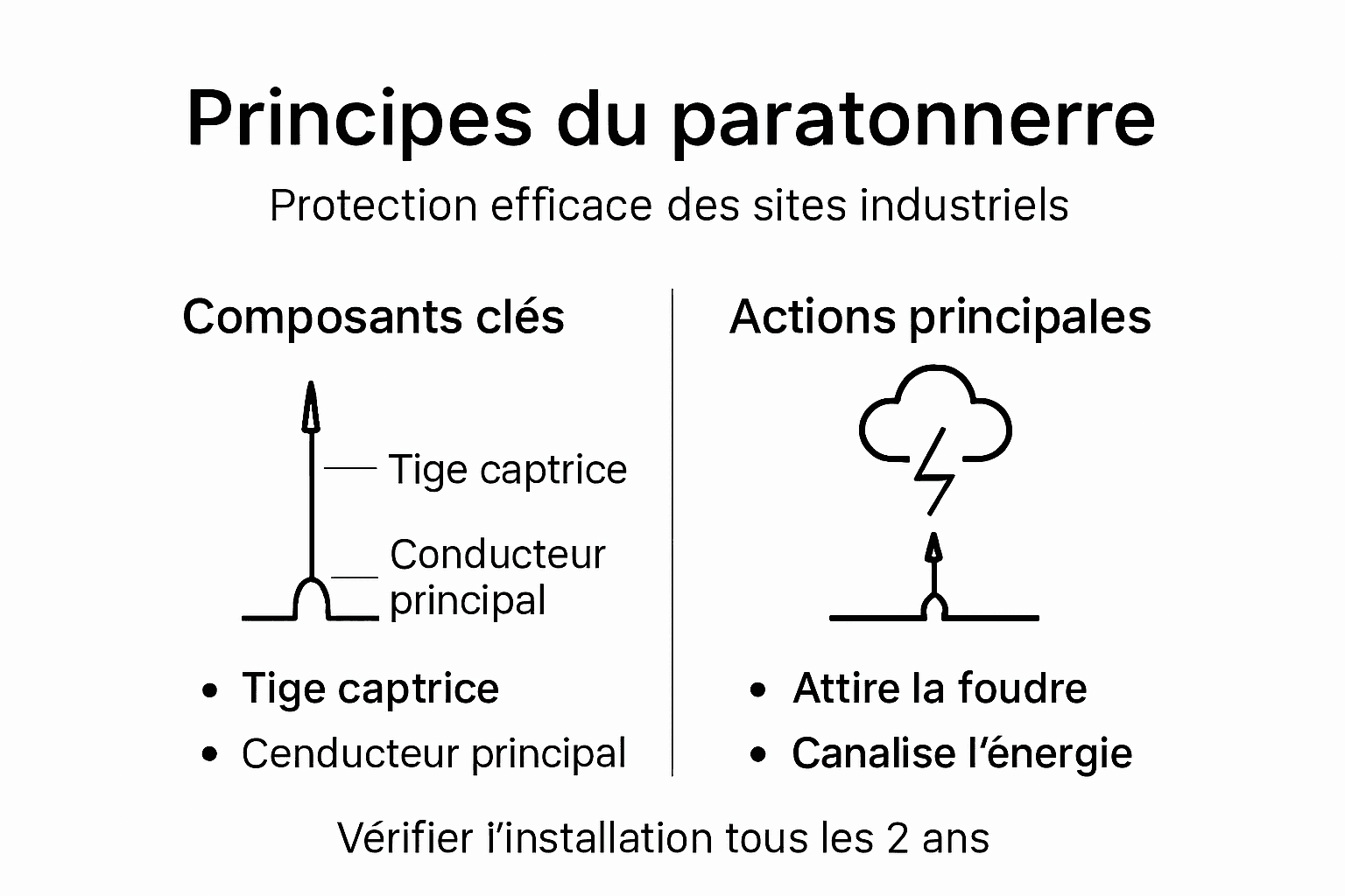 Schéma explicatif : comment fonctionne un paratonnerre et quels sont ses éléments clés