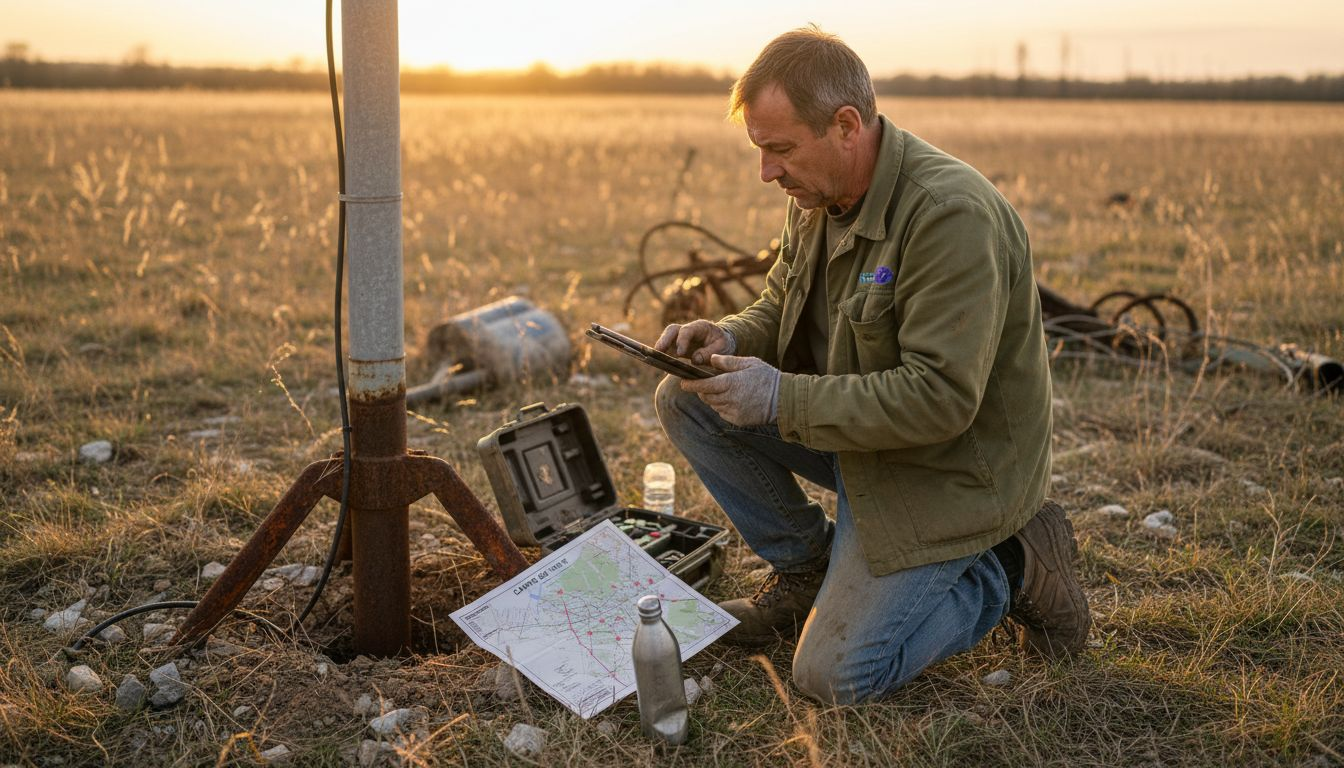 Un technicien vérifie l’accessibilité du système de protection contre la foudre.