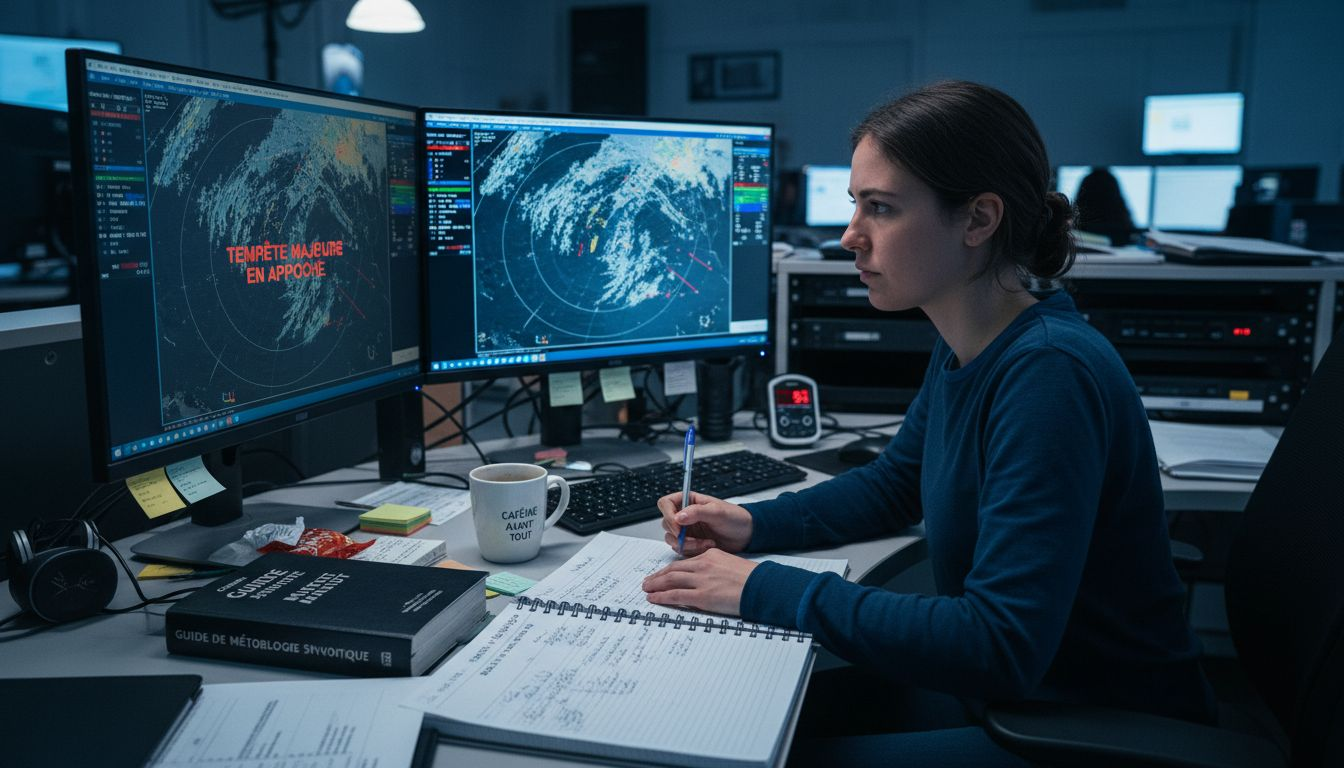 Un météorologue en train d’étudier les données sur la formation des orages