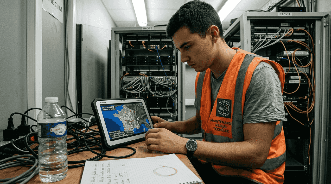 Technicien surveillant en temps réel les alertes de foudre