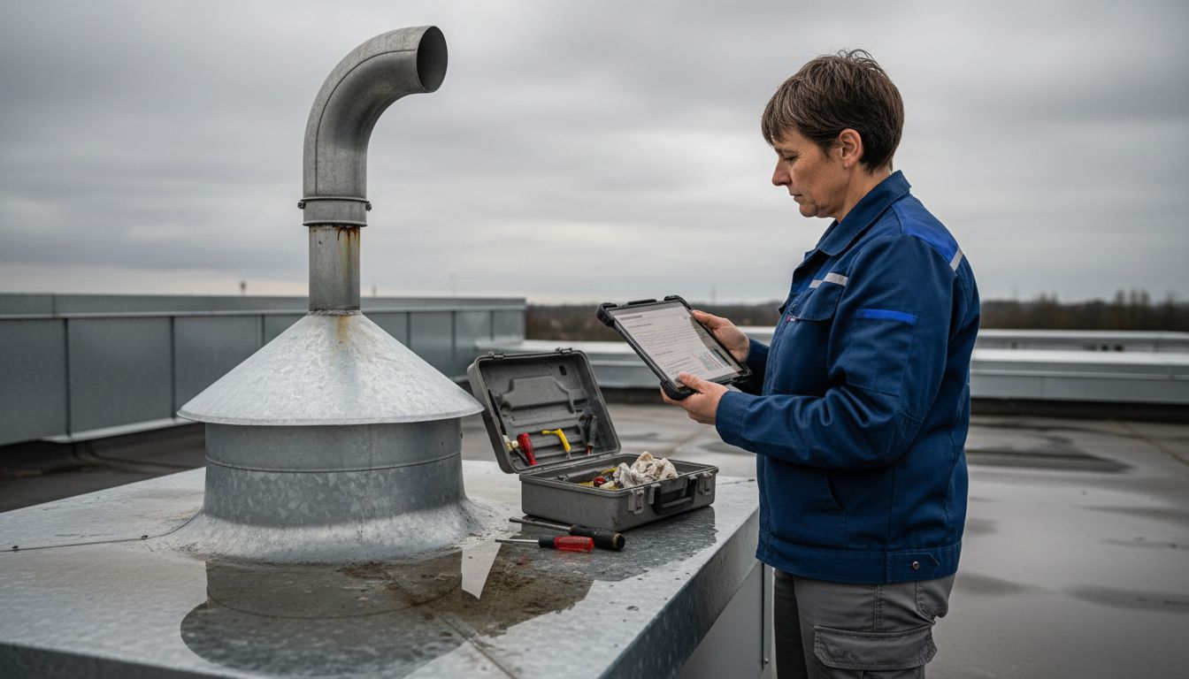 Ingénieure en train de contrôler la mise en place du système de protection contre la foudre