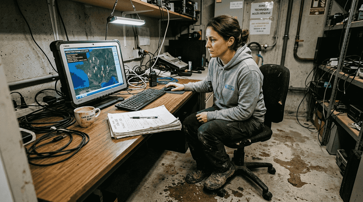 Technicienne spécialisée dans la surveillance des impacts de foudre à proximité