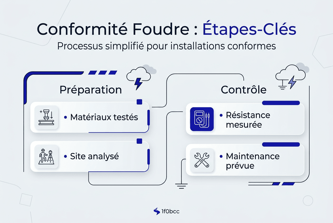 Infographie : les différentes étapes pour assurer la conformité de votre installation face au risque de foudre