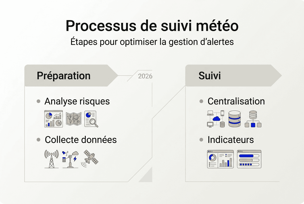 Schéma explicatif du suivi et de la gestion des alertes météorologiques
