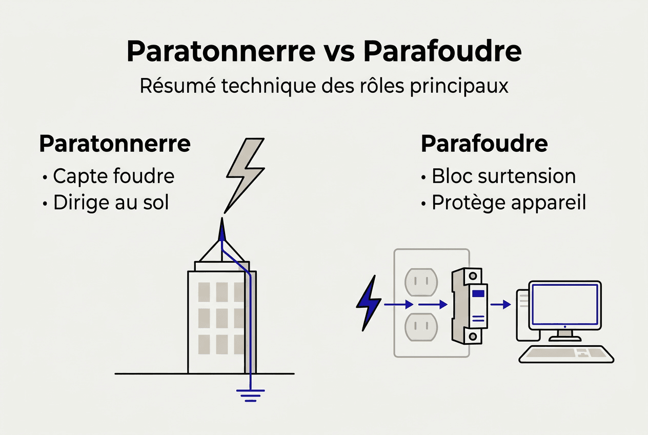 Infographie : comprendre les différences entre paratonnerre et parafoudre