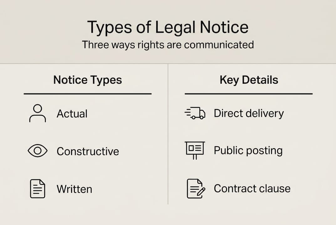 Infographic showing types of legal notice