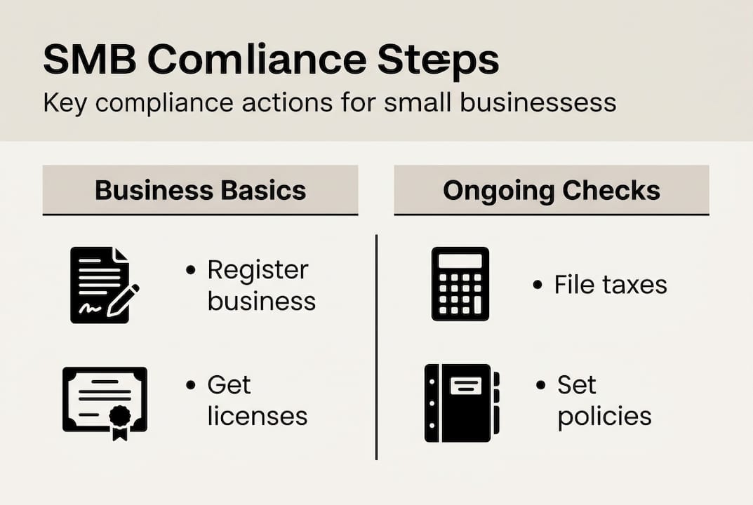 Infographic showing SMB legal compliance steps