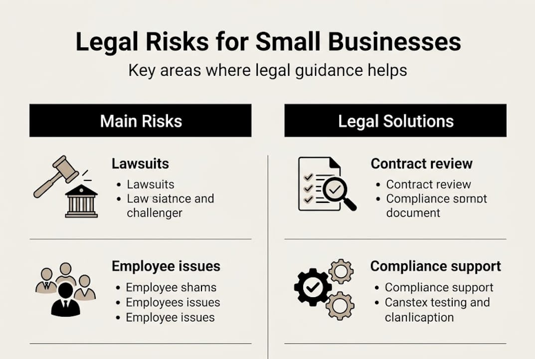 Infographic of business legal risks and solutions