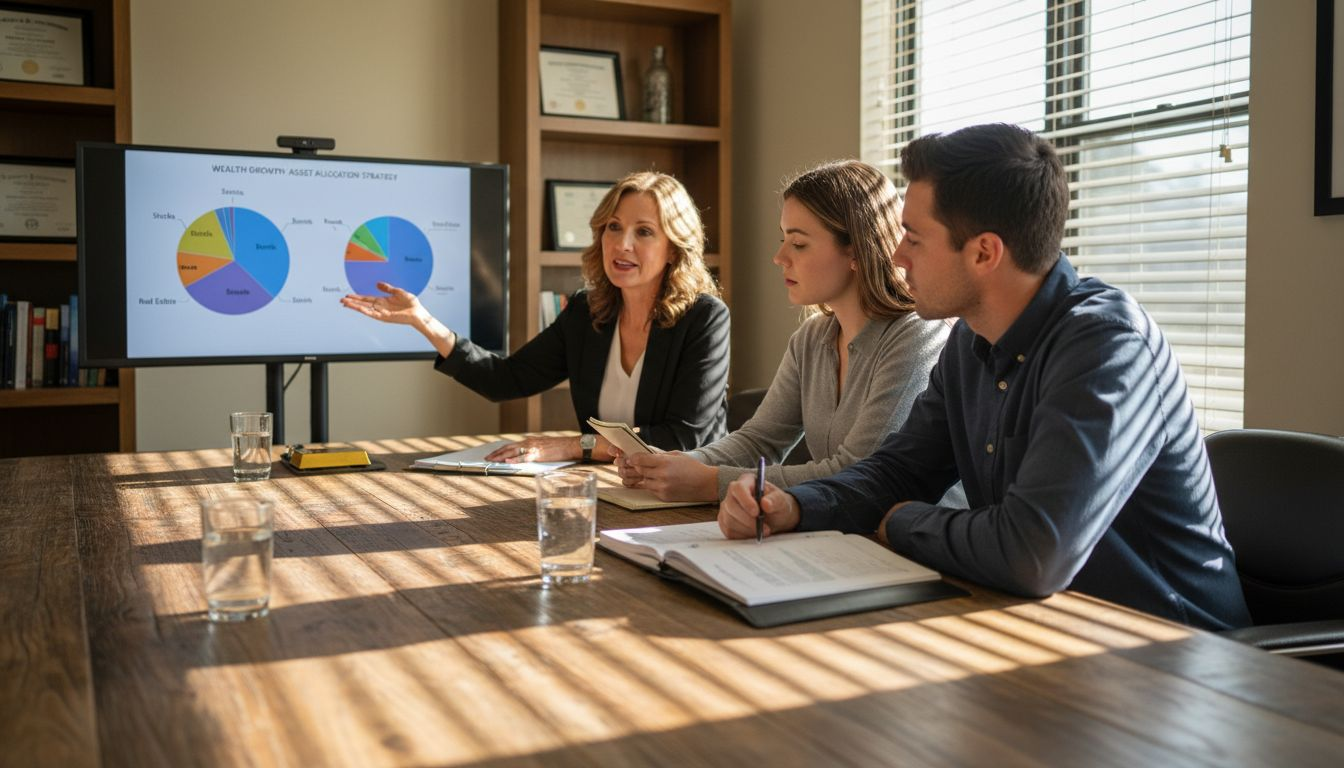 Advisor explaining gold allocation at table