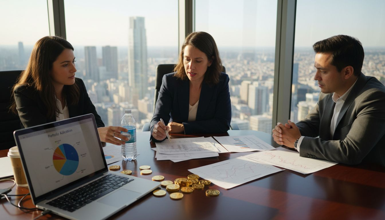 Investors discussing gold allocations at meeting