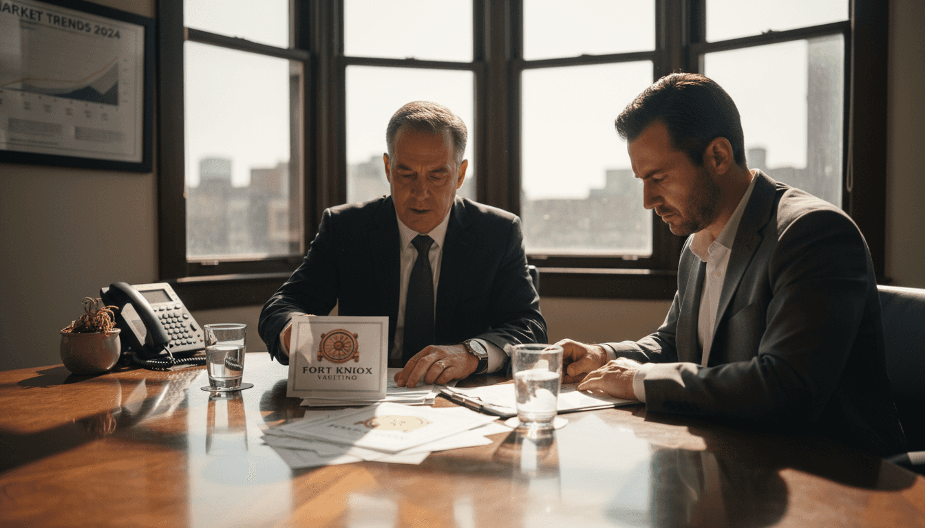 Advisor and client reviewing gold trust documents
