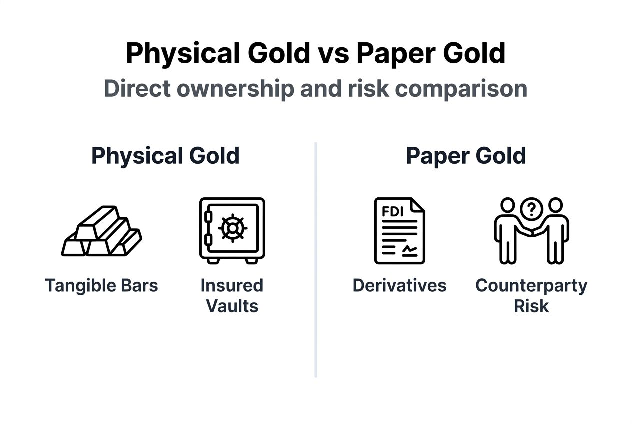 Infographic comparing physical and paper gold