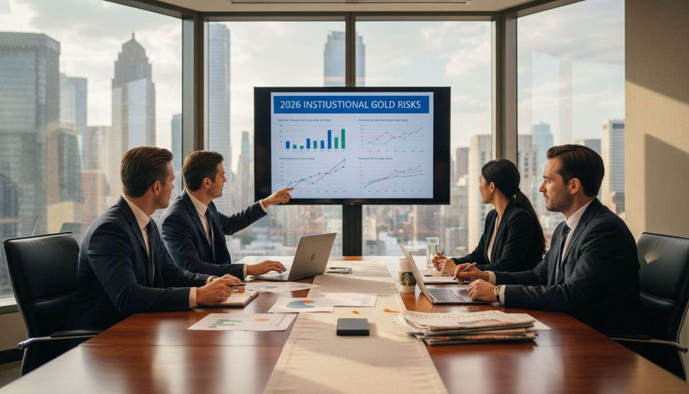 Investment team reviewing gold risk reports 2026