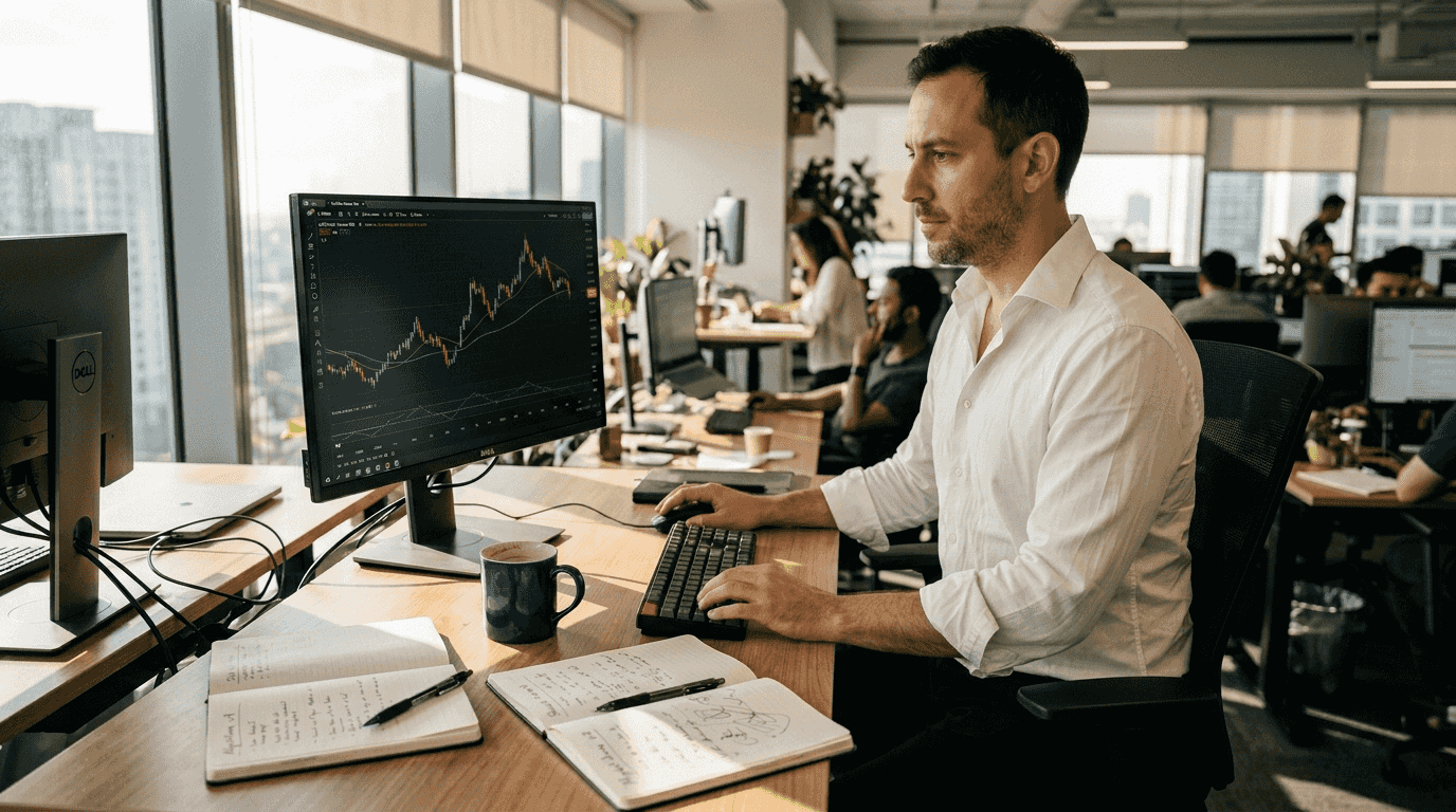 Analyst reviewing gold trading algorithms