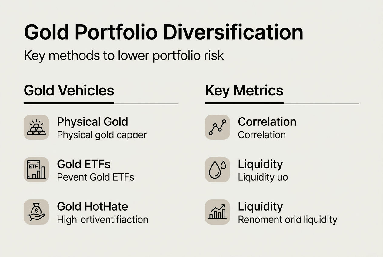 Infographic showing gold diversification strategies and metrics