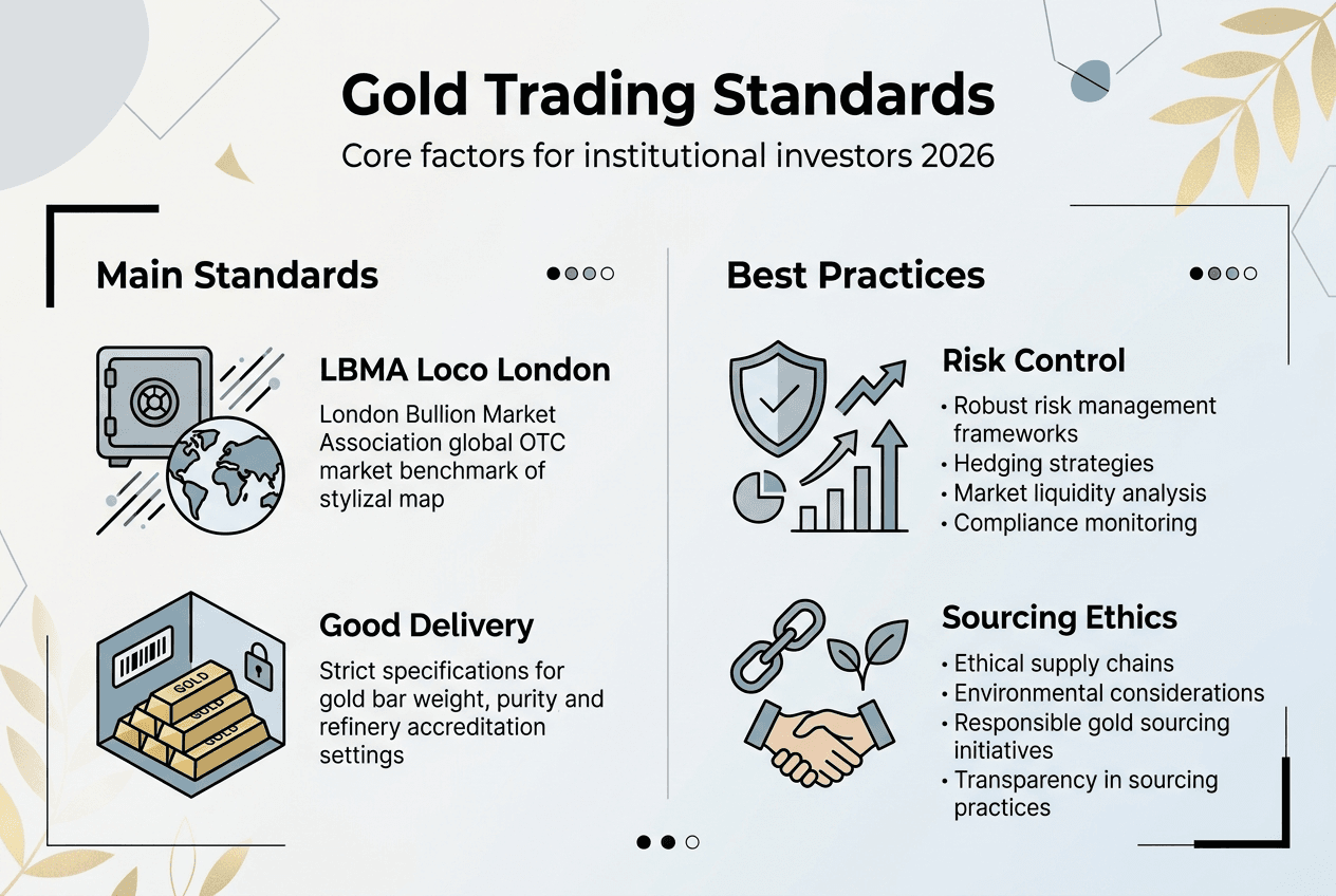 Infographic gold trading standards key pillars
