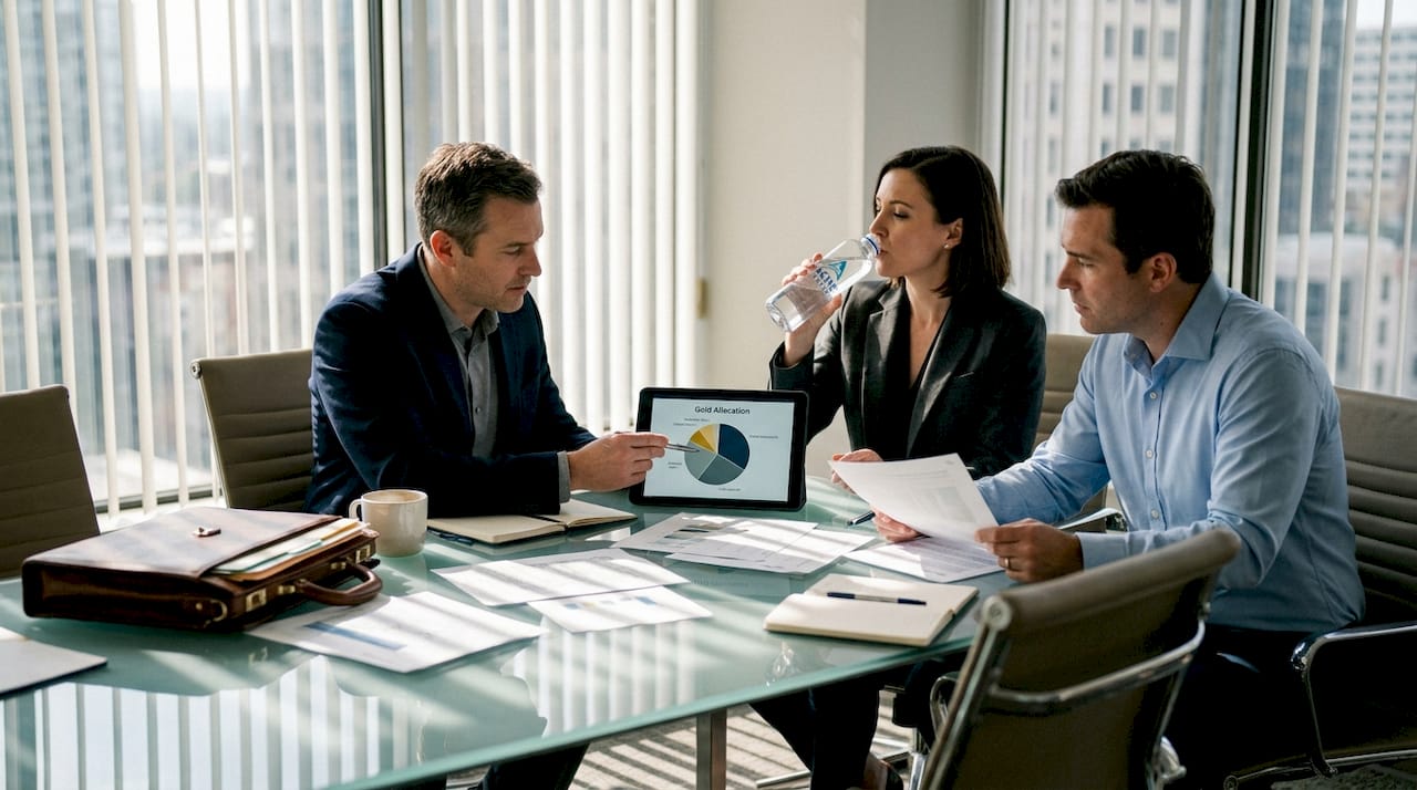 Portfolio team discussing gold allocation strategies