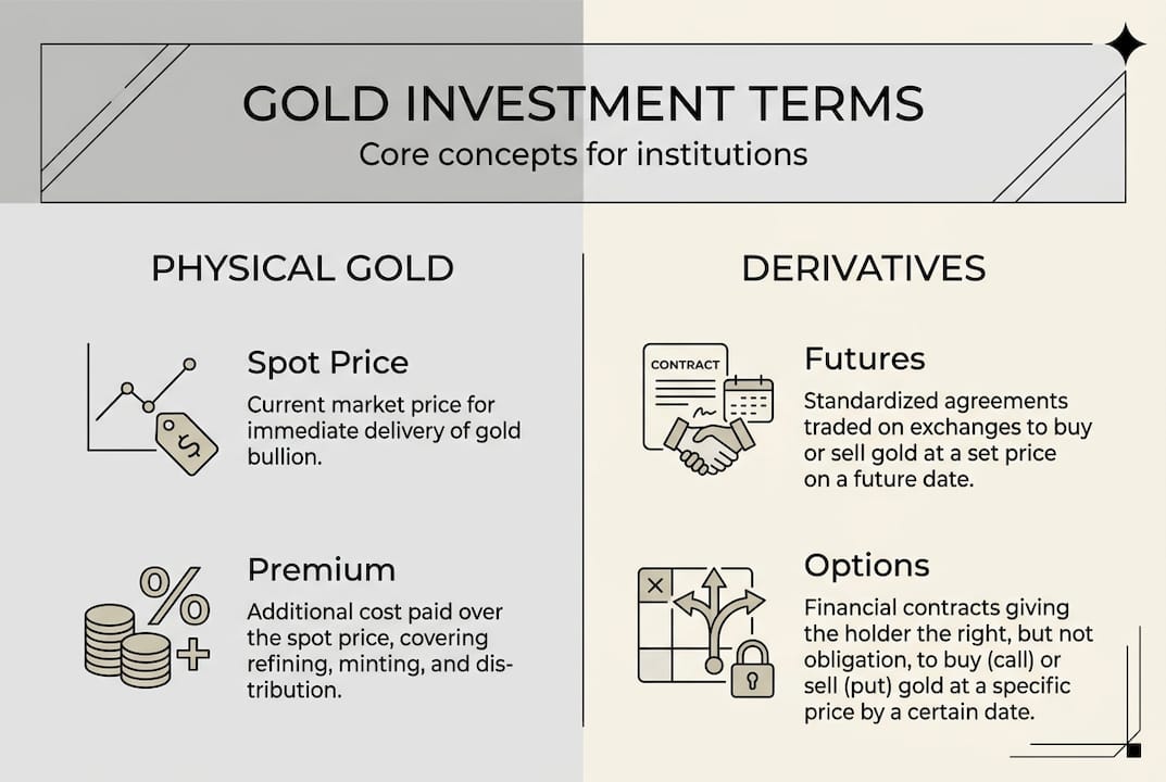 Infographic of gold terms and derivatives