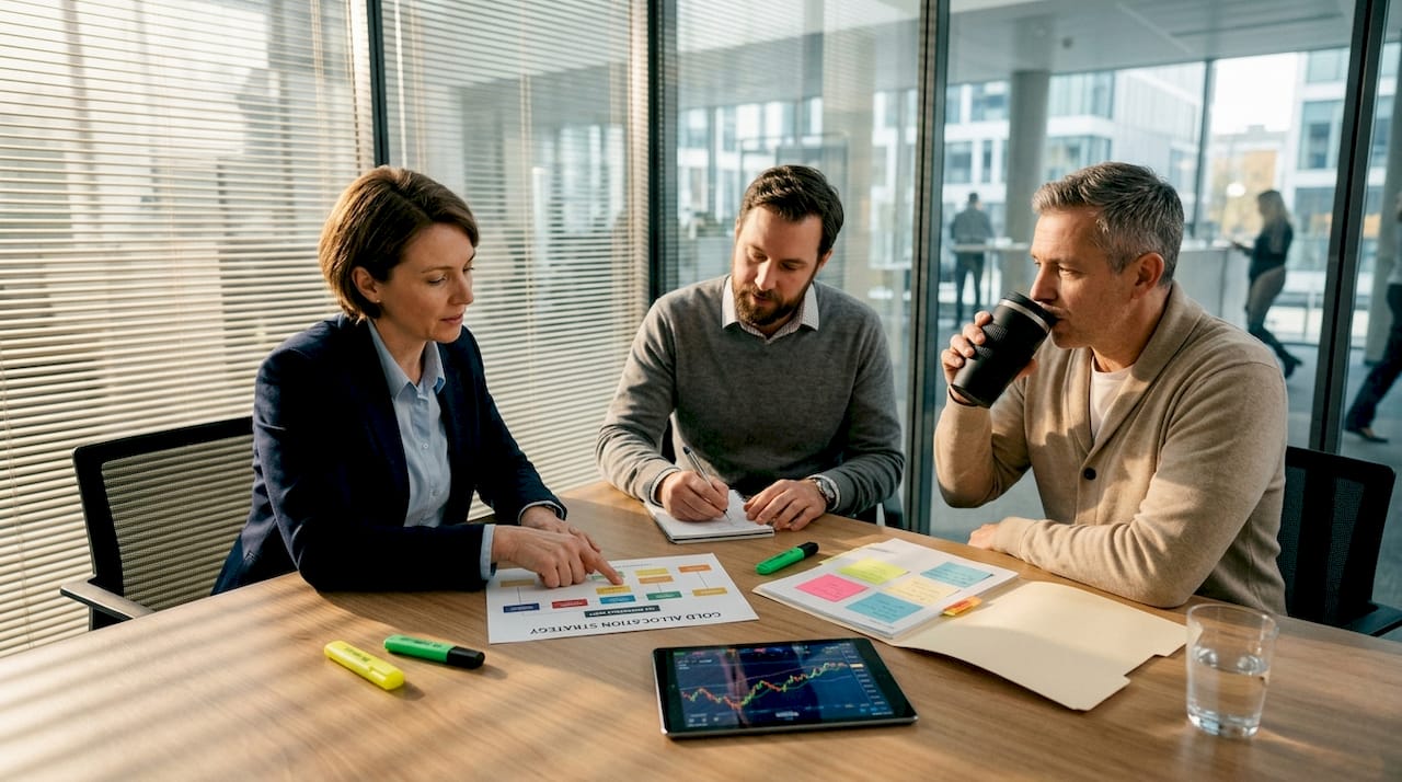 Investment team reviews gold allocation chart