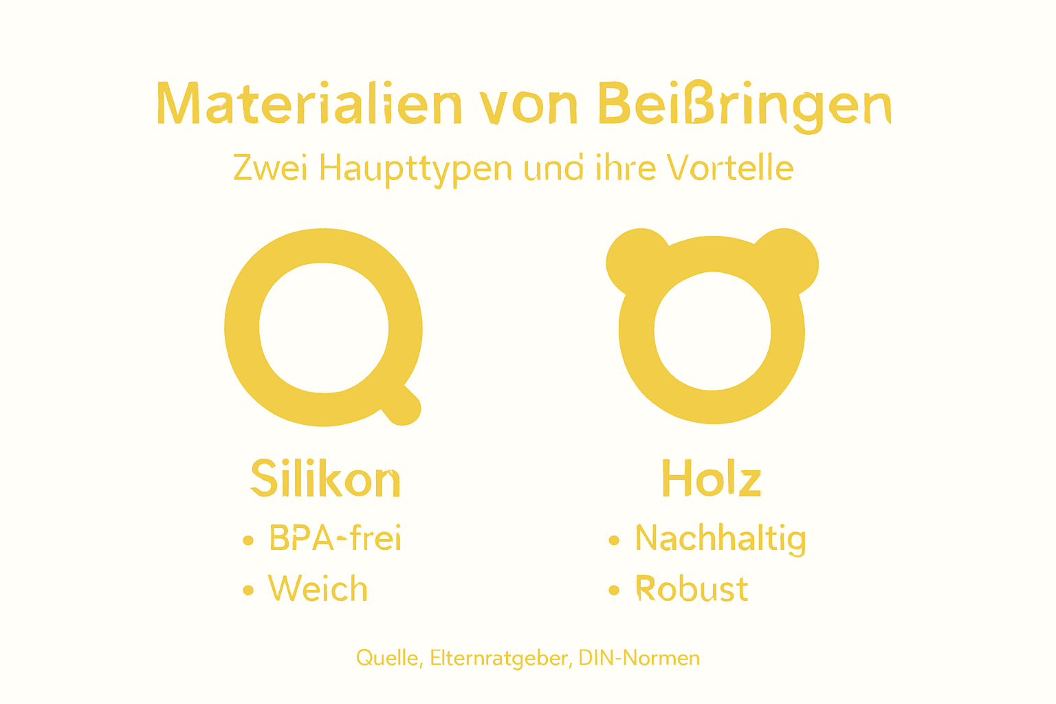 Infografik: Materialien für Beißringe und ihre jeweiligen Vorteile