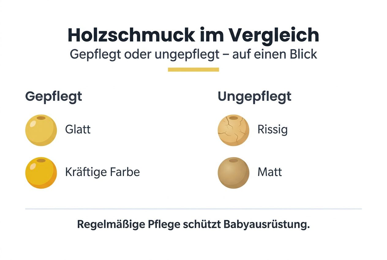 Infografik: Wie gepflegter Holzschmuck im Vergleich zu vernachlässigtem Holzschmuck wirkt