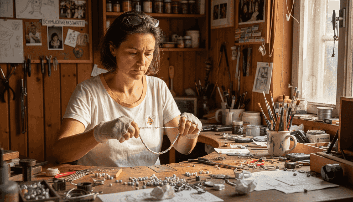 Schmuckdesignerin testet Materialien, die auch für Babys unbedenklich sind