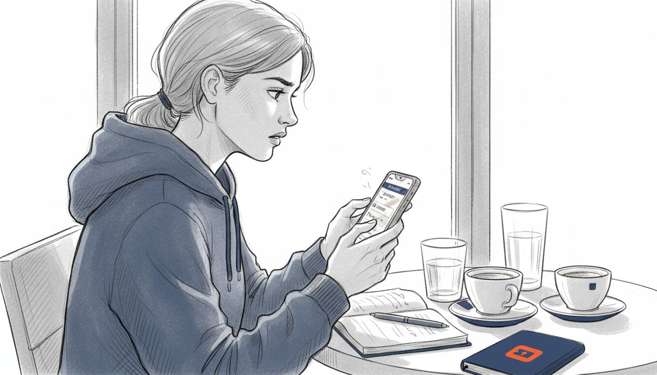 Une femme consulte les résultats de son pari sportif sur son smartphone.