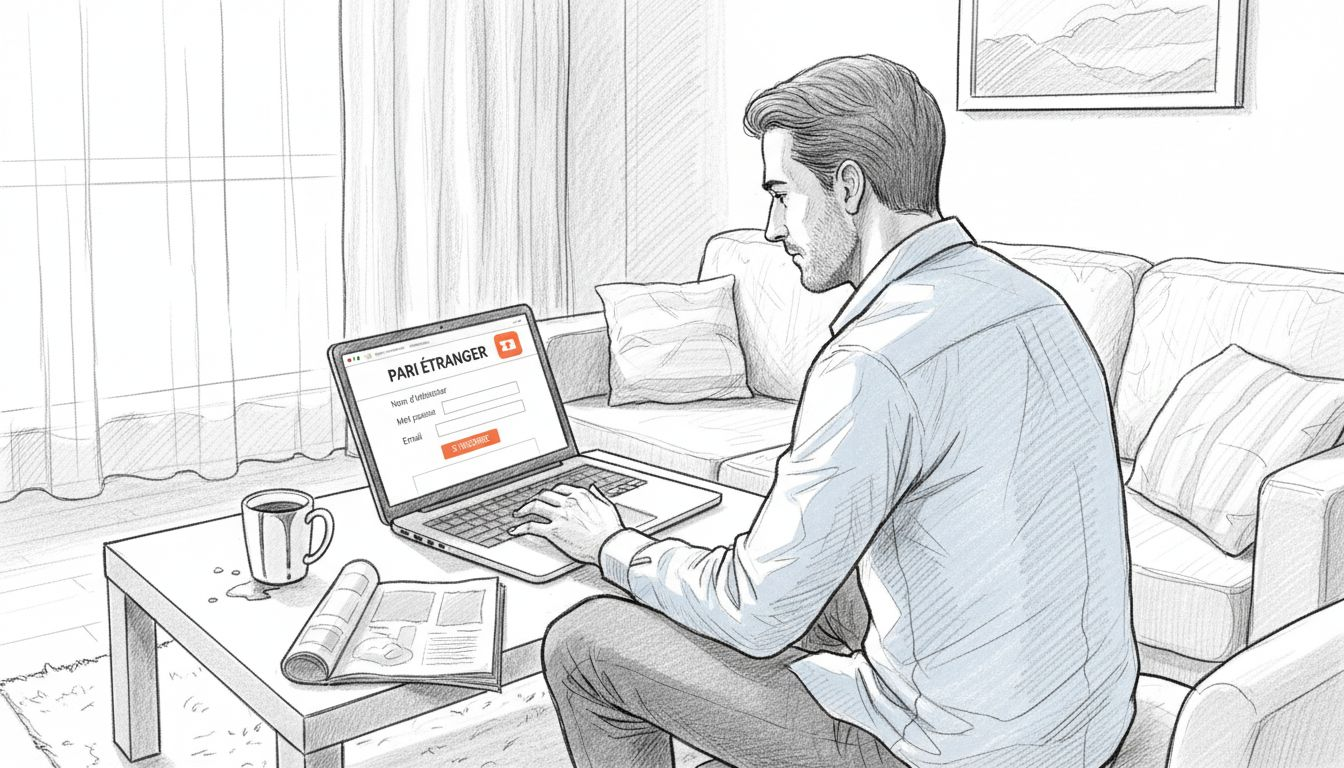 Un homme crée un compte sur un site de paris en ligne basé à l'étranger.