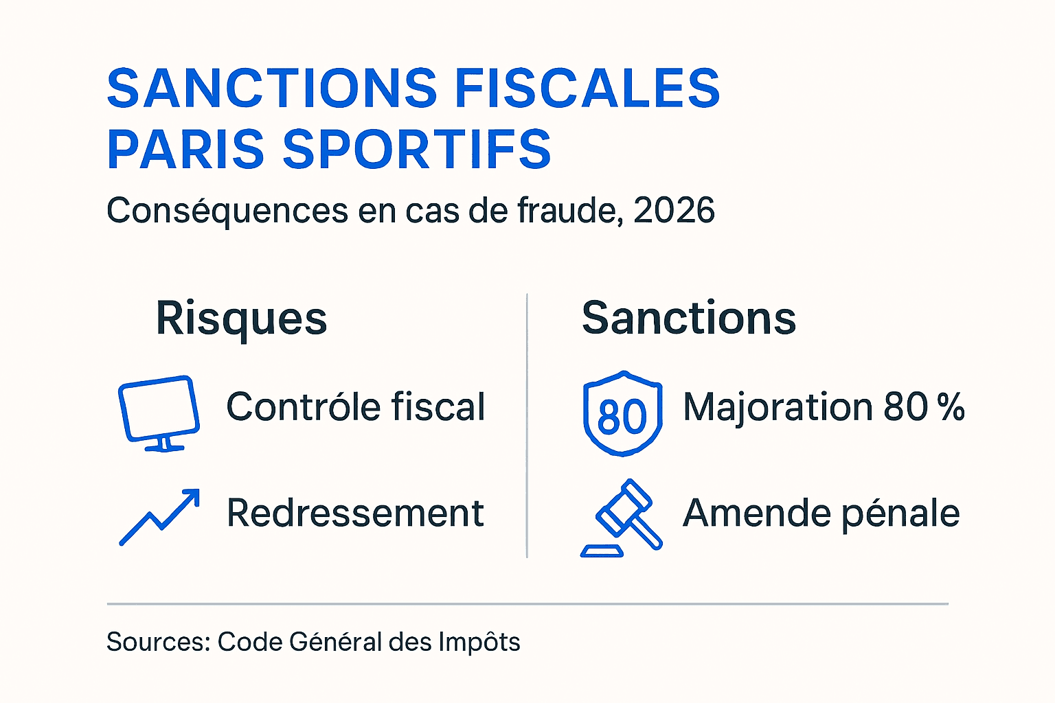 Présentation visuelle des sanctions fiscales liées aux paris sportifs