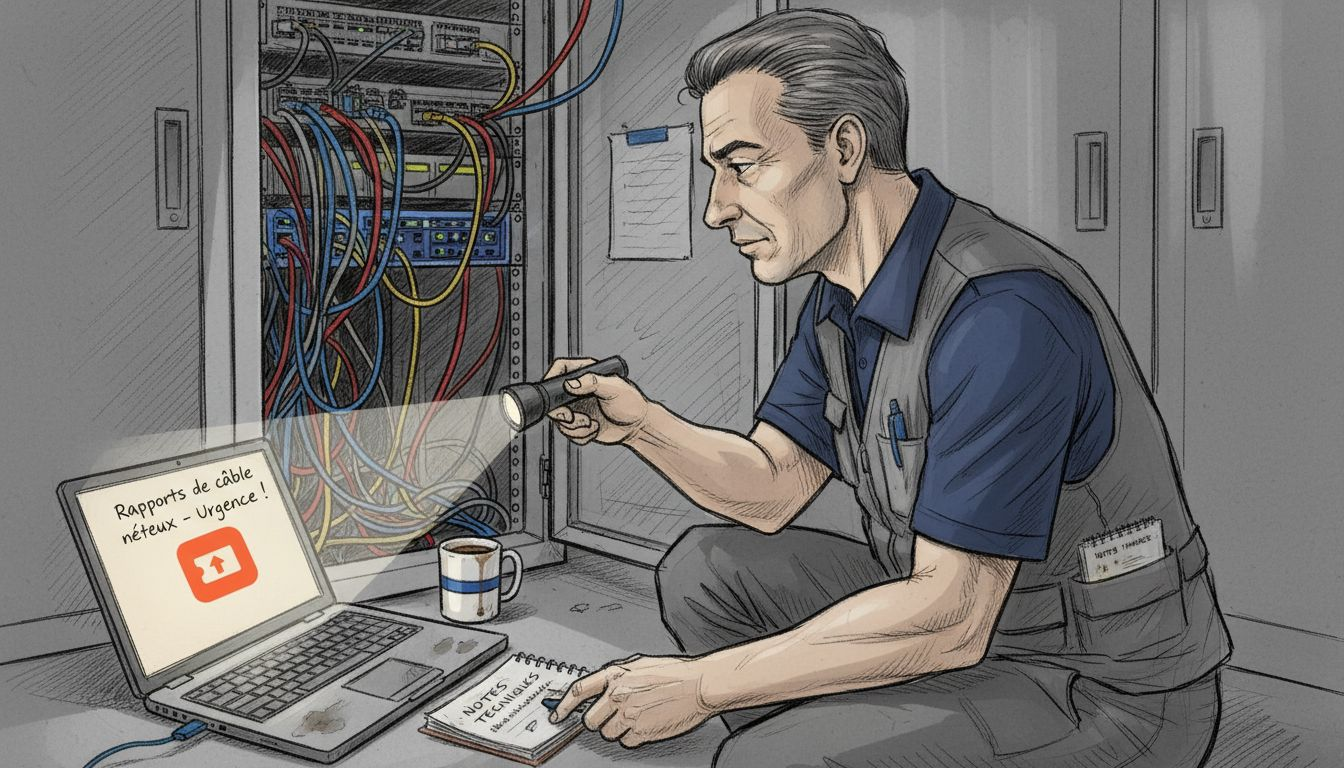 Un technicien informatique en train de vérifier la sécurité des connexions aux serveurs.