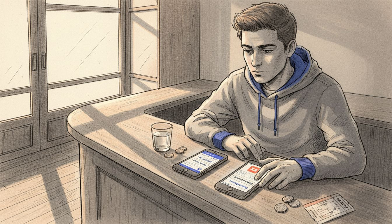 Un parieur qui compare les sites de paris étrangers depuis son smartphone