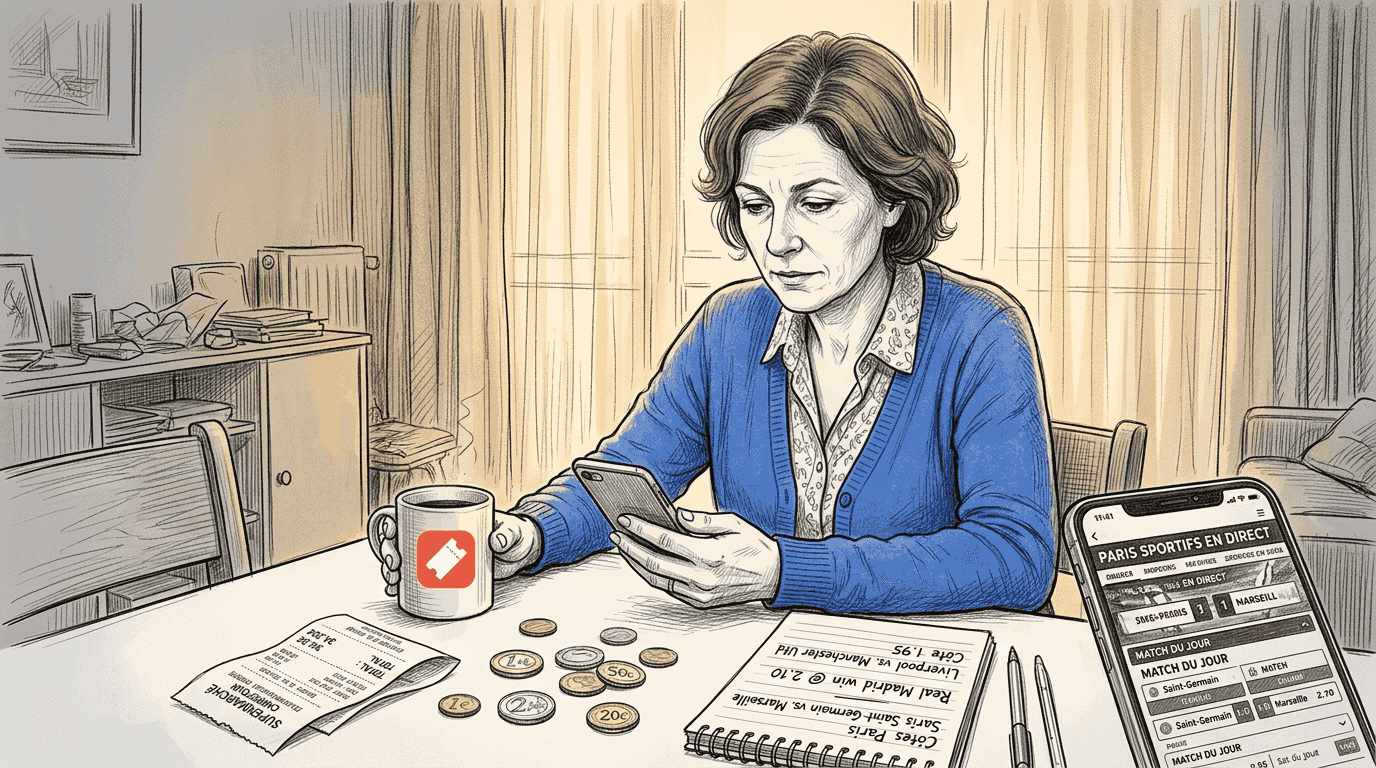 Une femme consulte une plateforme de paris en ligne basée à l'étranger.