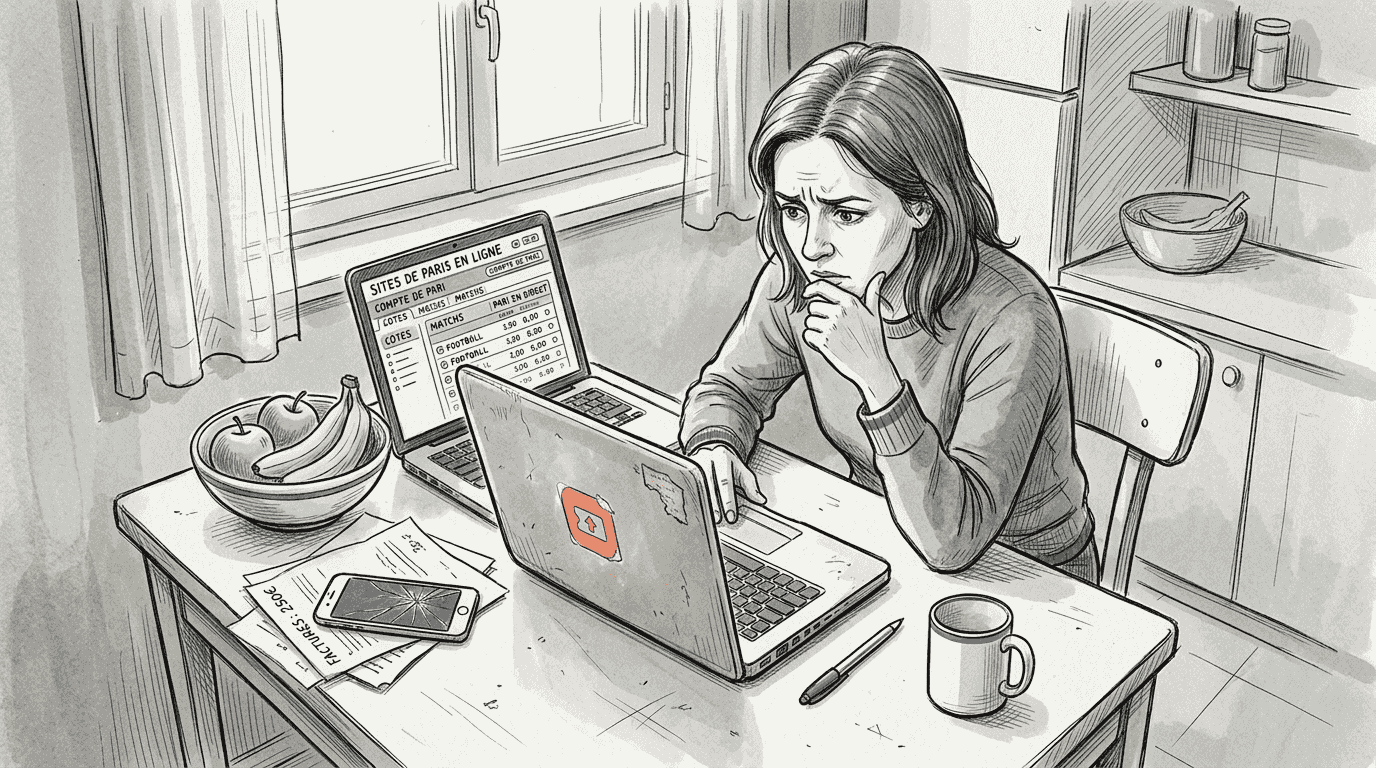 Une femme inquiète consulte des sites non autorisés sur Internet.