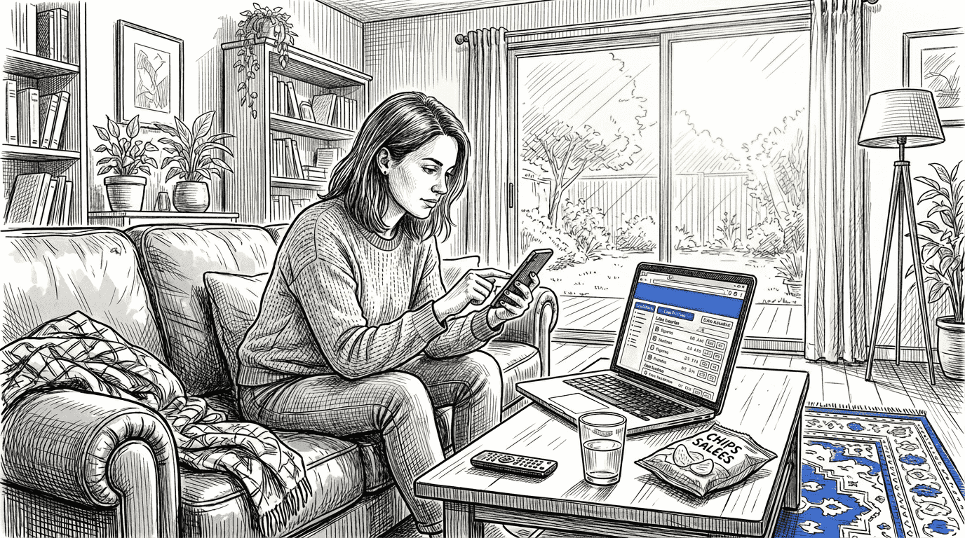 Une femme qui parie en ligne sur un site de paris sportifs étranger