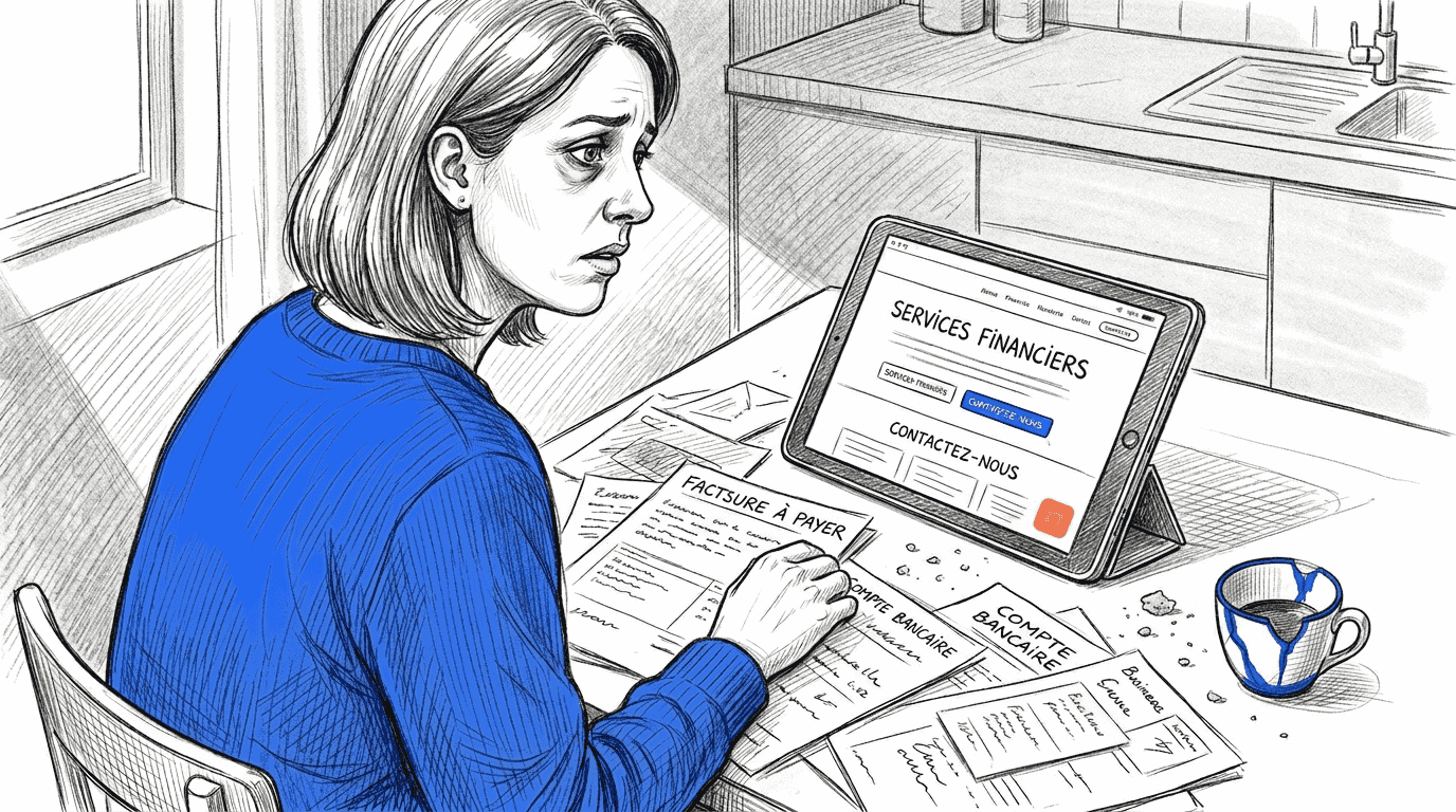 Une femme s’inquiète de la fiabilité d’un site internet et vérifie s’il est sécurisé.