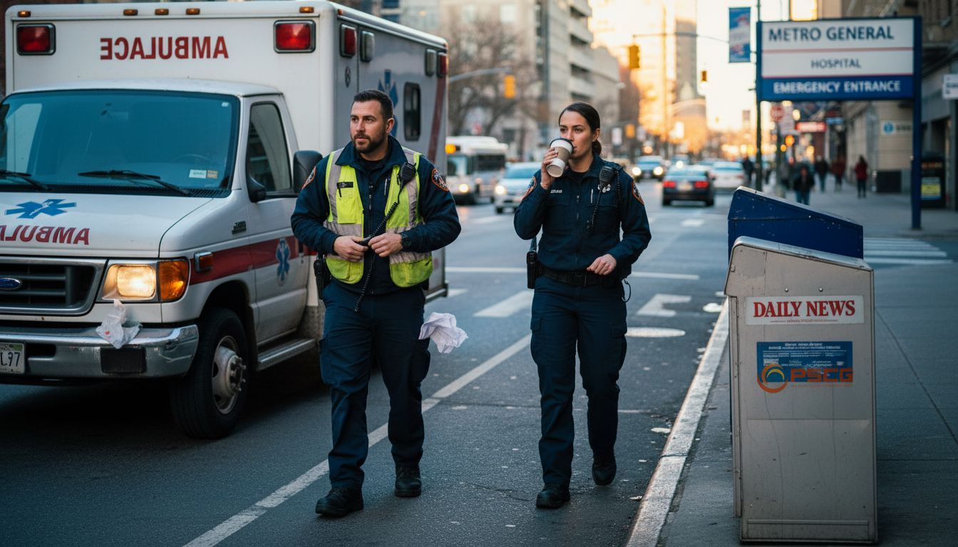Paramedics starting shift on city street