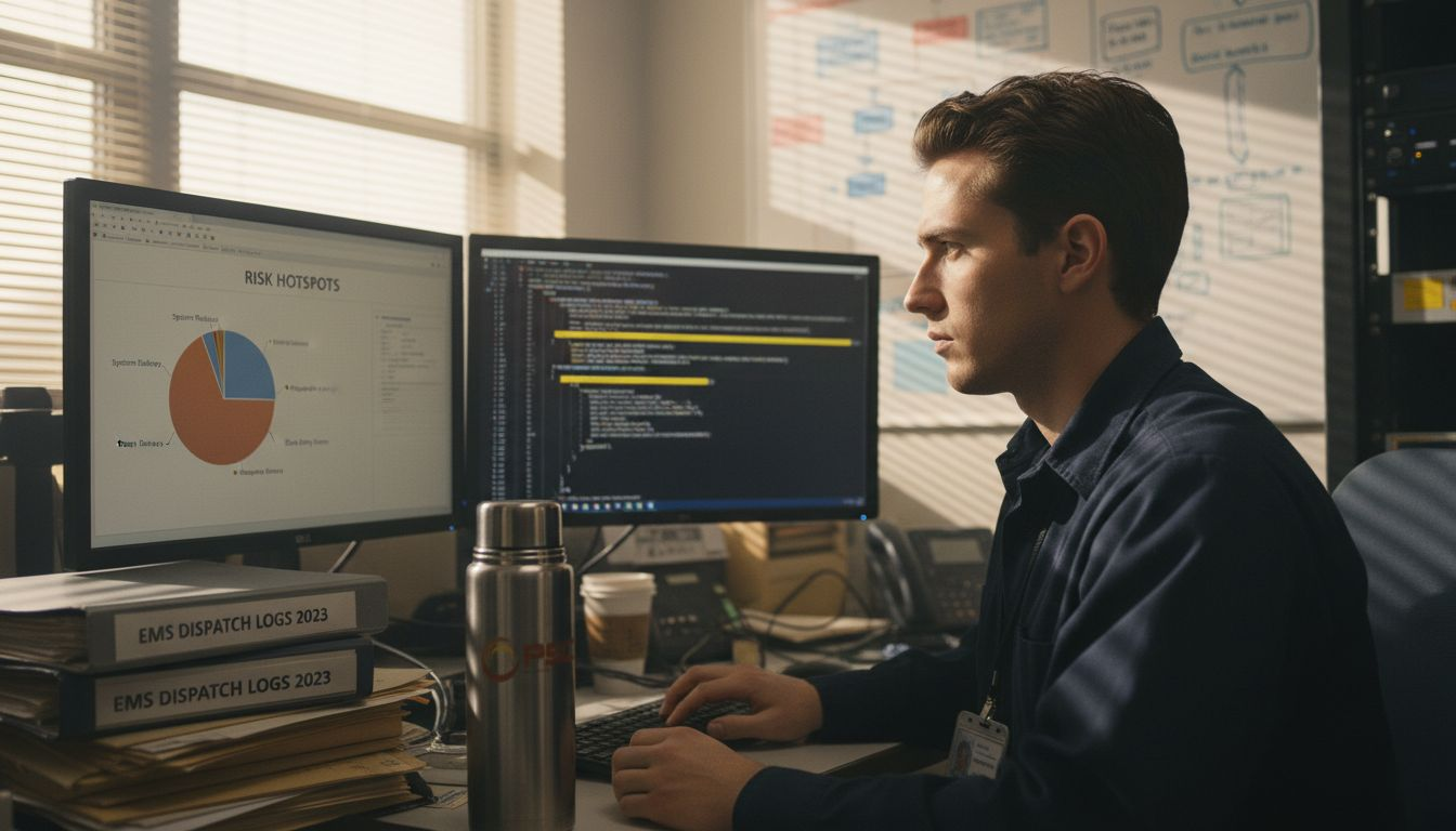 EMS analyst reviews risk hotspot data