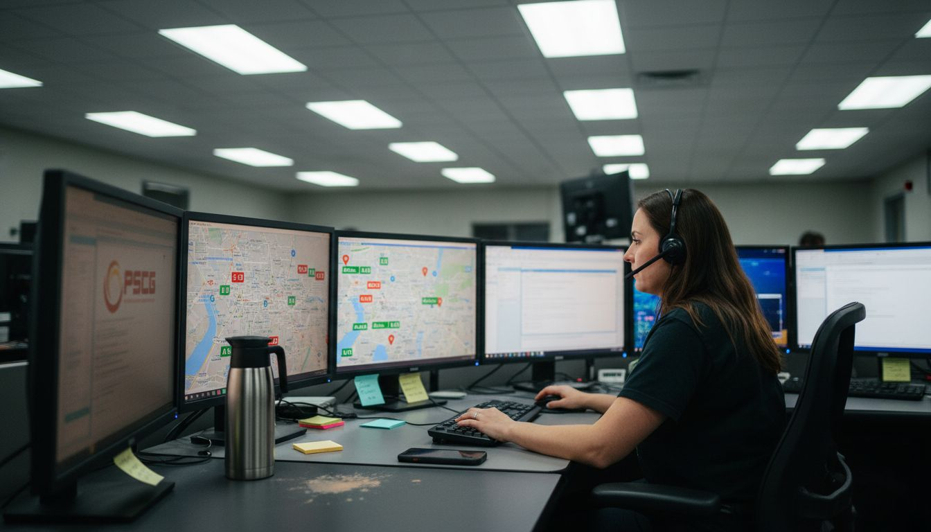 EMS dispatcher monitors city unit locations