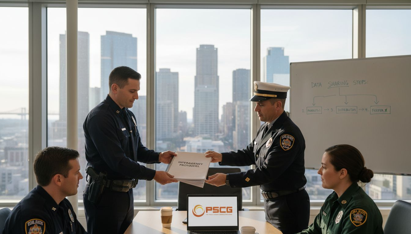 Public safety team discussing data sharing protocol