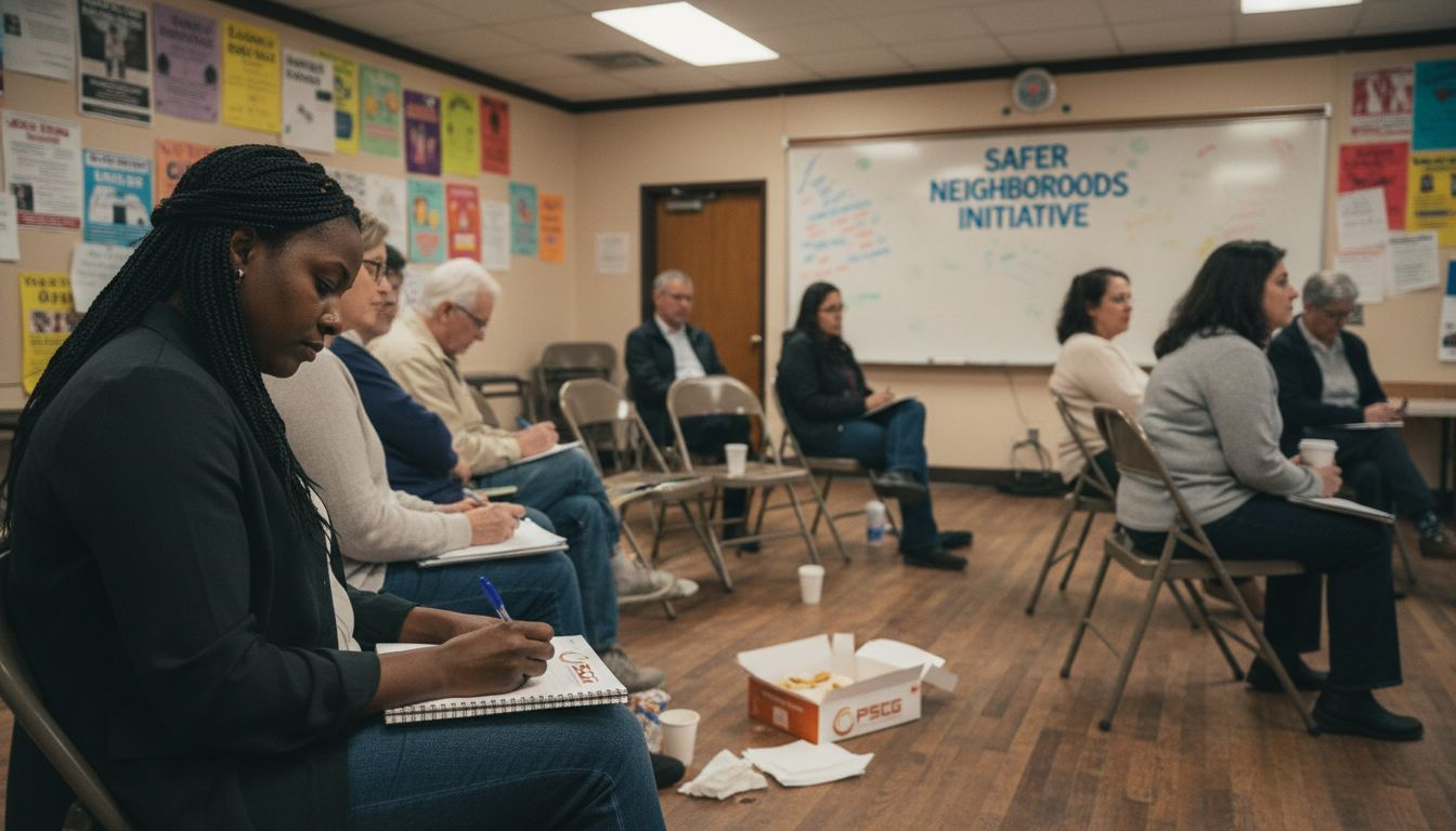 Coalition meeting in community center for advocacy