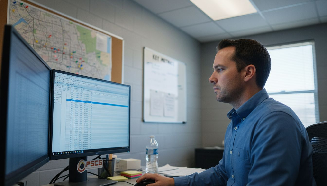 Analyst reviewing crime data metrics