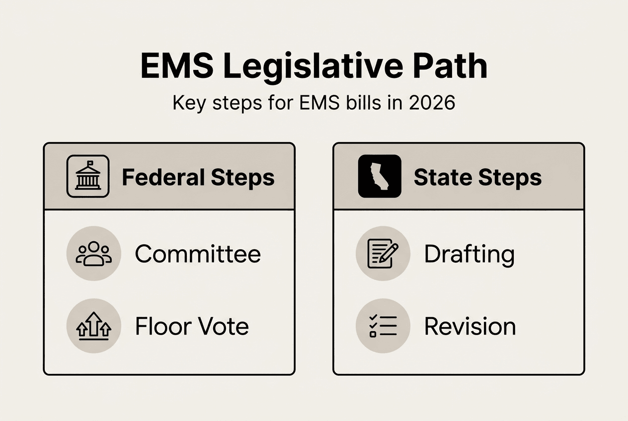 Infographic of EMS legislative steps for 2026