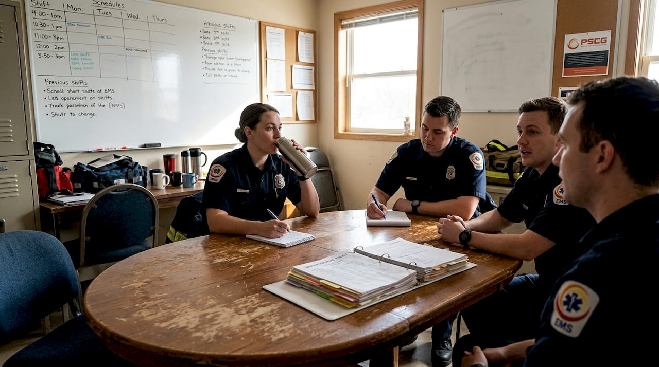 EMS team meets for morning briefing