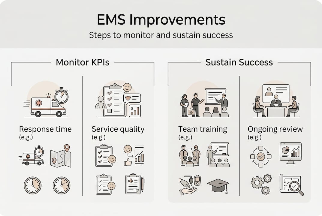 Infographic outlining EMS improvement steps