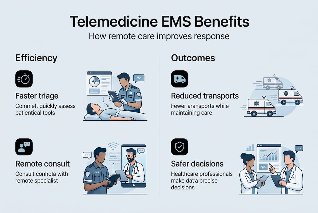 Infographic showing telemedicine EMS benefits