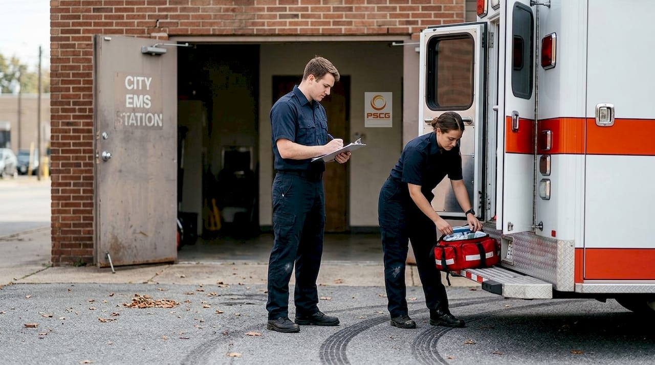 EMTs during routine ambulance station tasks