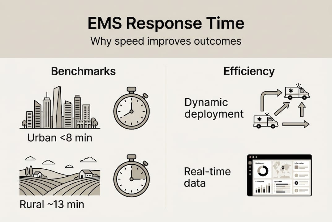 Infographic showing EMS time benchmarks and strategies