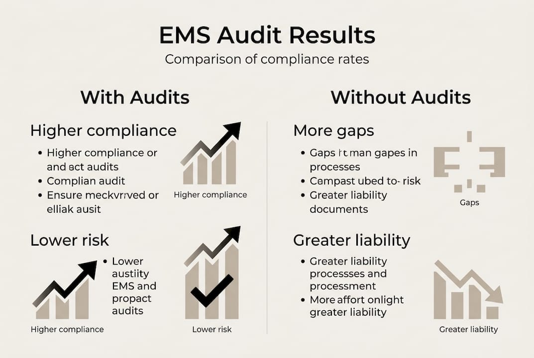 Infographic comparing EMS audit compliance rates